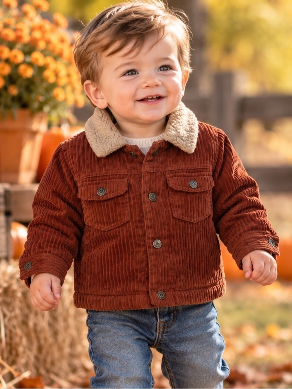 Primark Baby Rust Corduroy Sherpa-Lined Trucker Jacket 12–18 Months